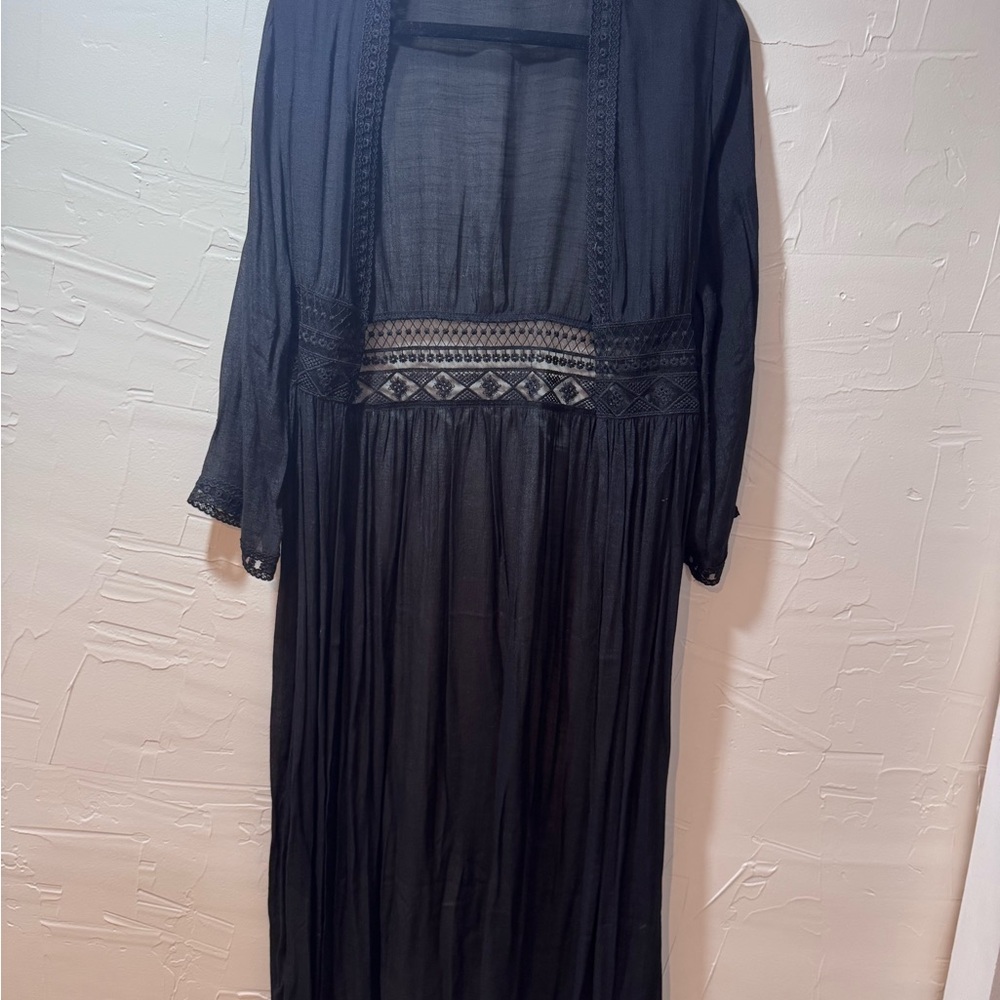 Rebellion Black Long Sleeve Sundress with Square Neck